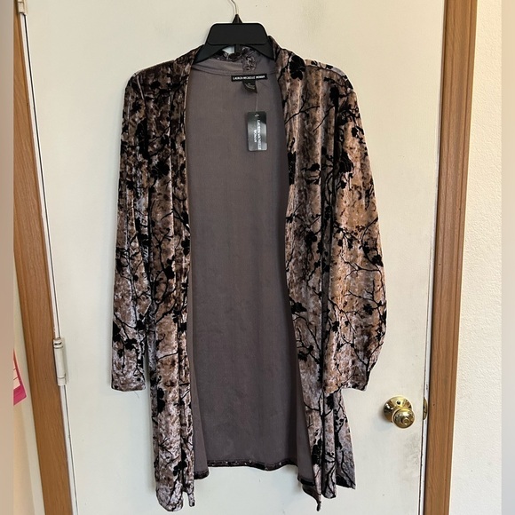 NWT Lauren Michelle Woman 2X great and black open front longline cardigan - Picture 1 of 6